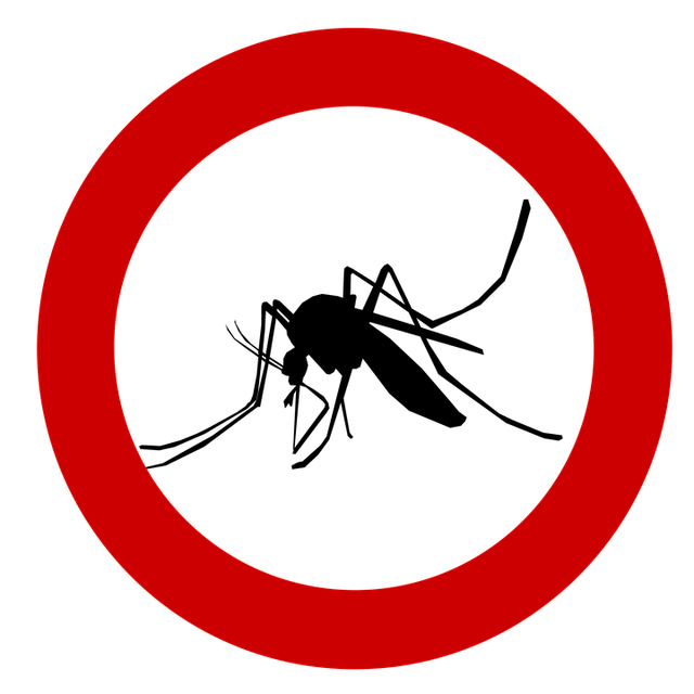 ink drawing of a mosquito in red circle